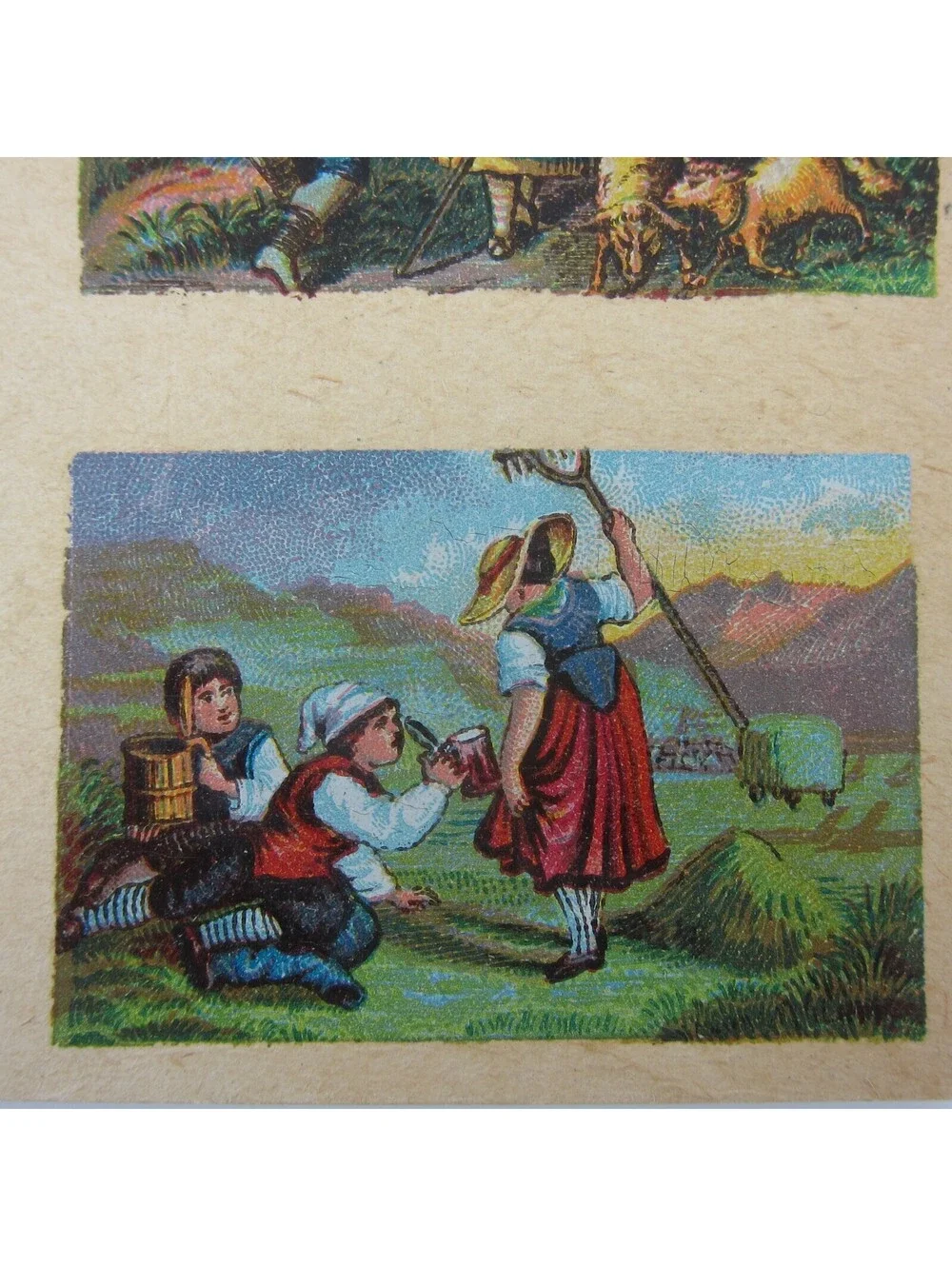 Antique Lithograph Print Samples Lot Mini Landscapes Towns Villages People RARE